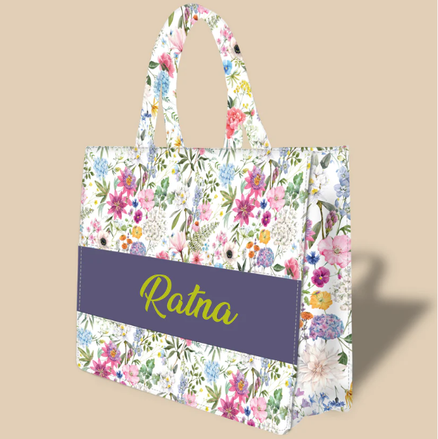 Personalized Tote Bag Designed with Multi Floral Pattern