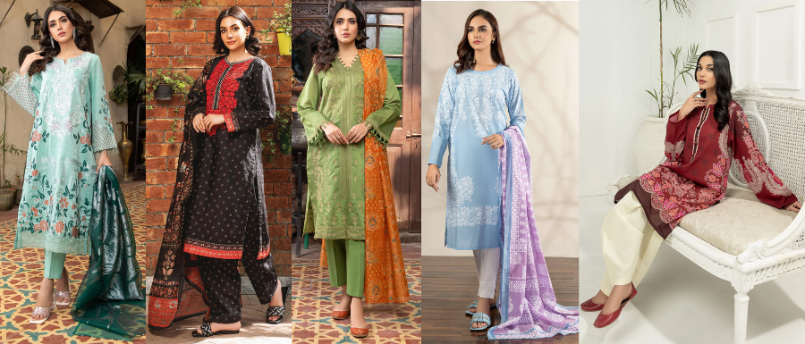 ladies unstitched suits brands in Pakistan