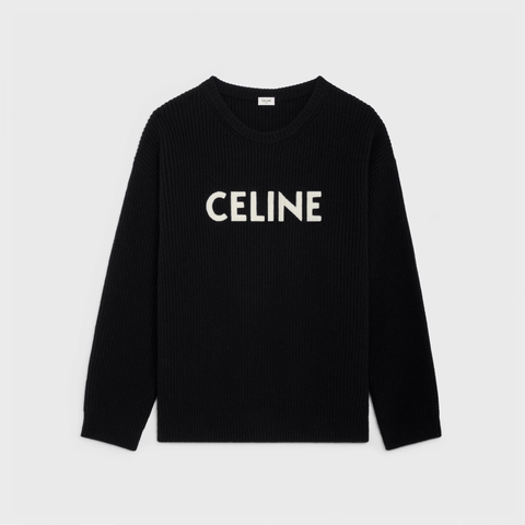 CELINE RIBBED WOOL BLACK SWEATSHIRT